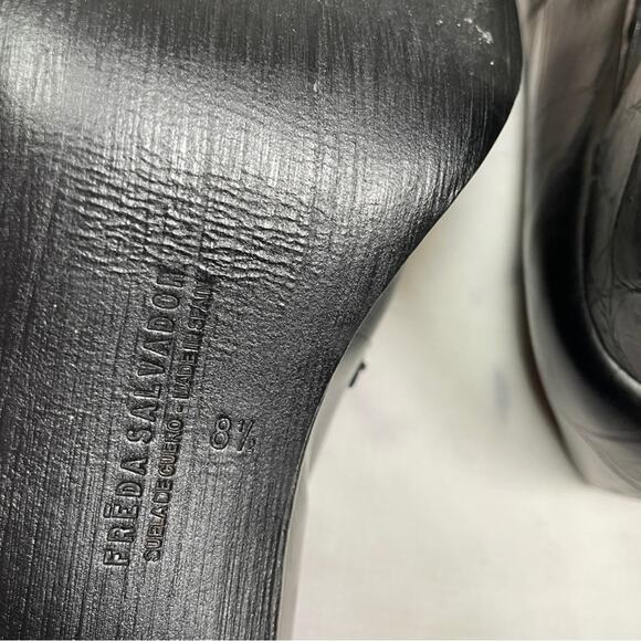 Freda Salvador Florence Black Croc Embossed Leather Platform Block Heel Loafers - Picture 9 of 11